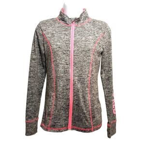 Hind womens track jacket XS gray pink full zip long sleeve athleisure